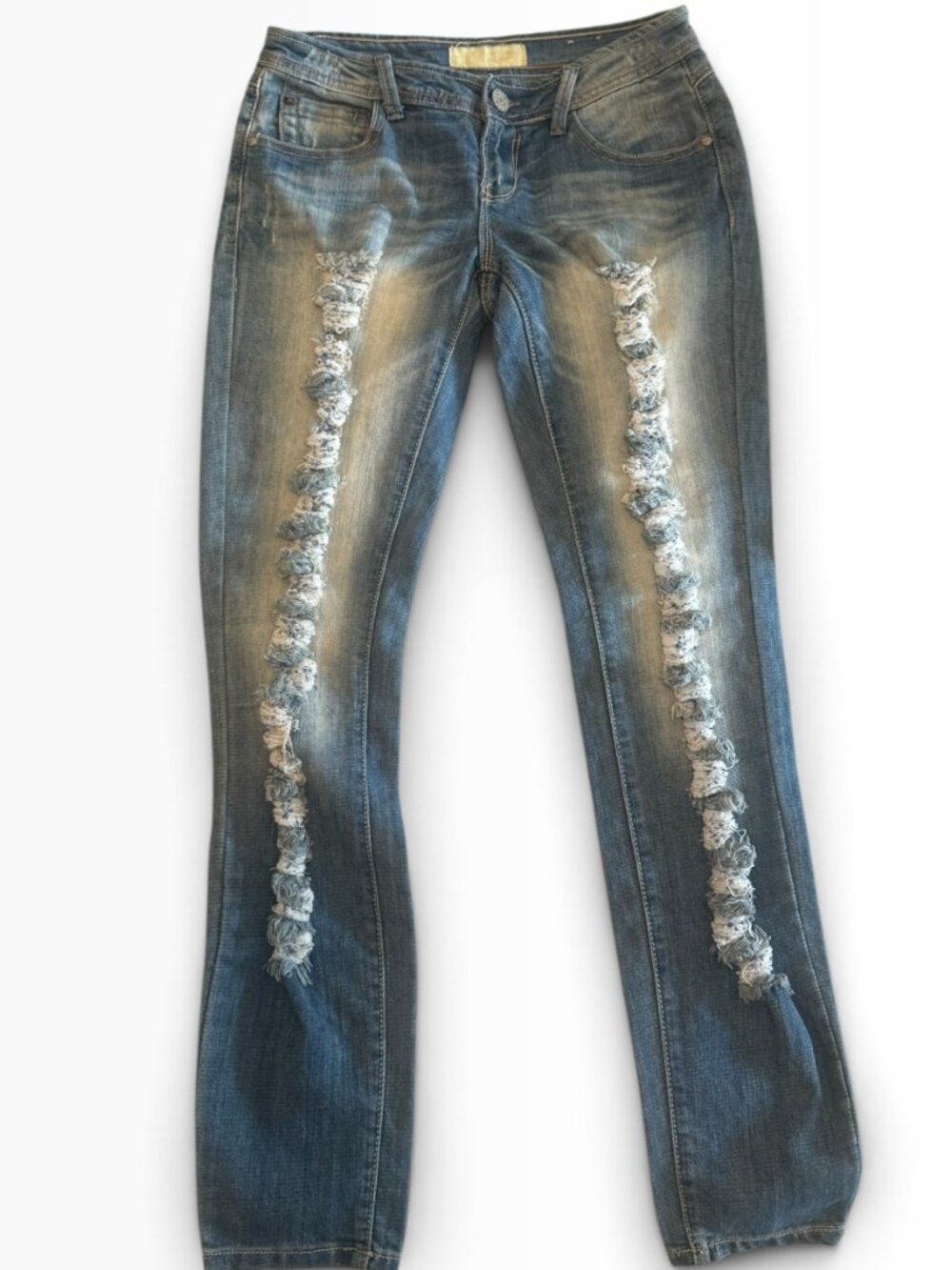 Almost Famous Premium Y2K Distressed Bootcut Low Rise Jeans Size 7 ( US W 4 )